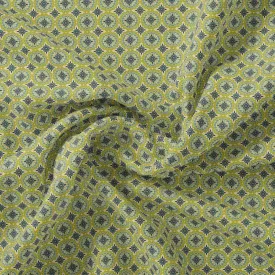 Attractive Tiny Green Link Flower Digital Printed Fabric - Crepe