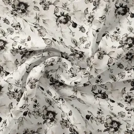 Black And White Orchid Digital Printed Fabric - Weightless