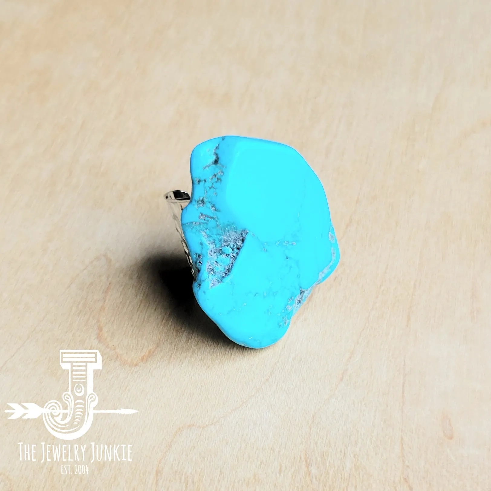 Blue Turquoise Slab Cocktail Statement Ring 012h