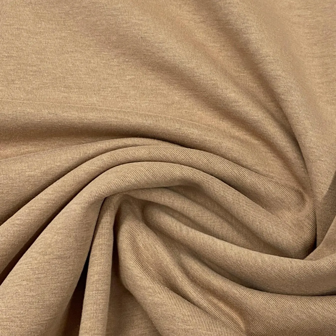 Camel Polyester/Spandex Interlock Fabric