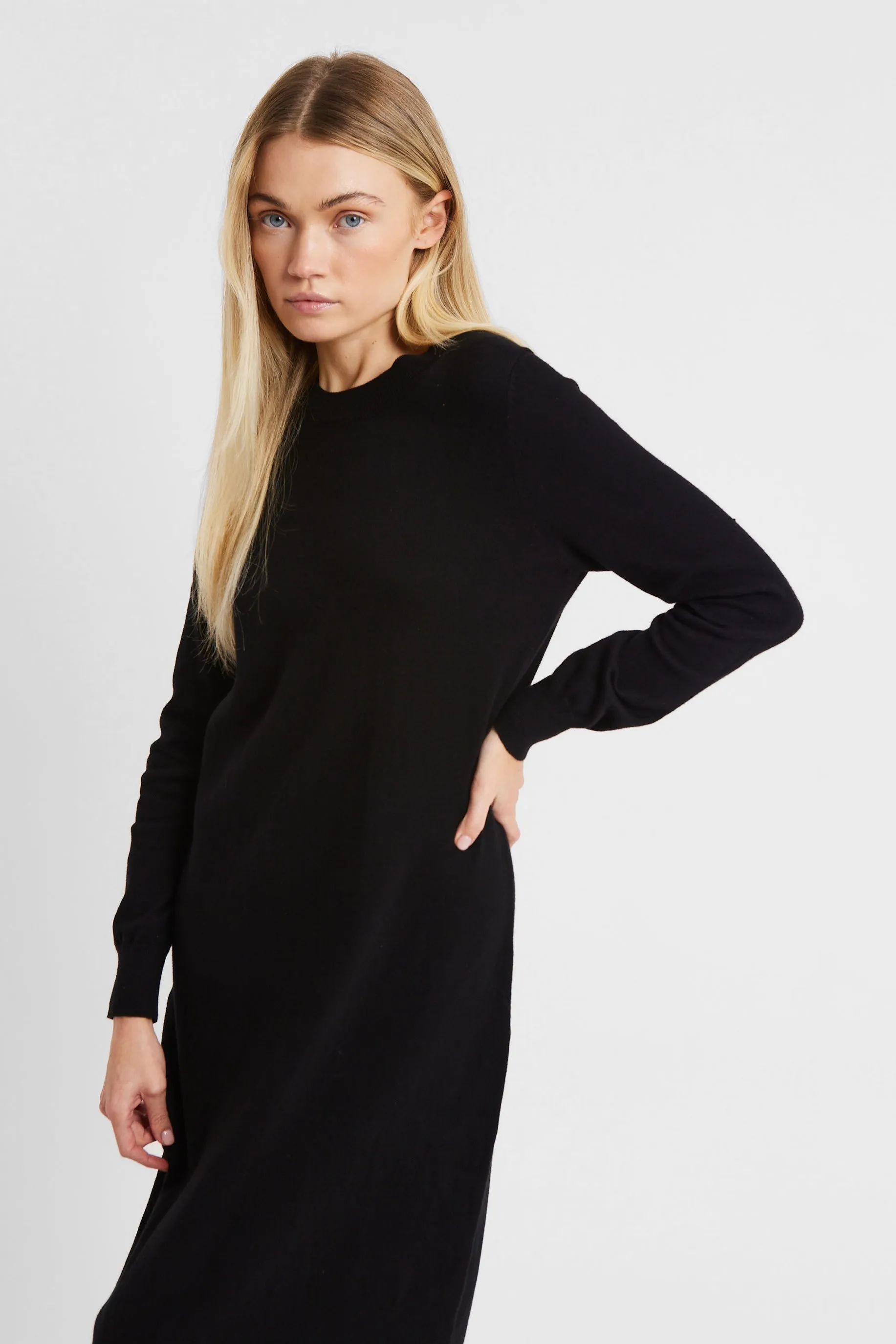 Cashmere Blend Column Maxi Dress - Black