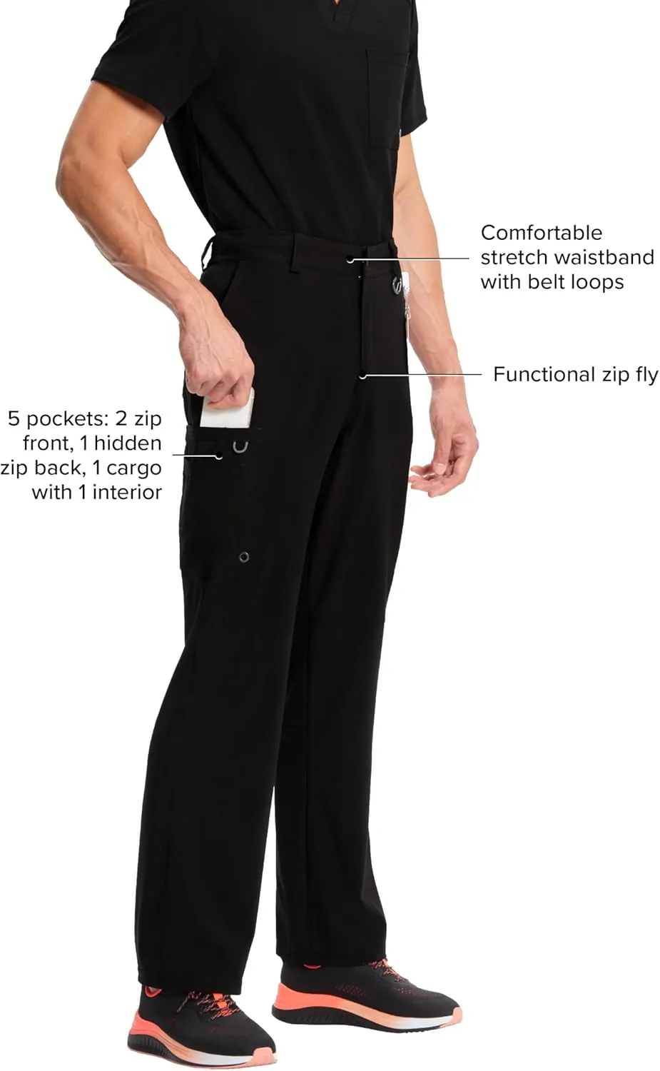 Cherokee Infinity Men's Scrub Pants Modern Fit 6 Pockets Tapered Leg with Drawstring CK200A