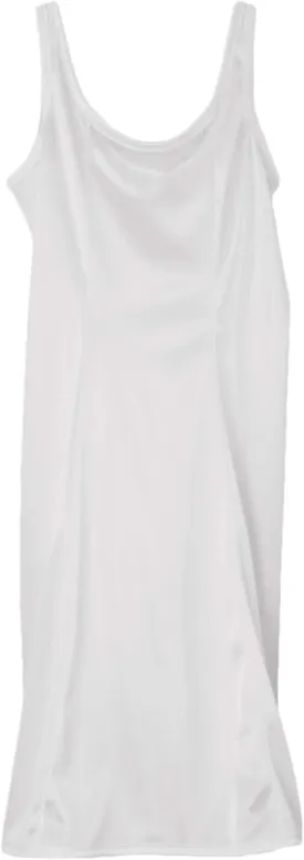 Girls White Simple Princess Style Tea or Knee Length Nylon Slip with Adjustable Straps (Size 4-16)