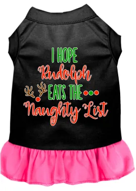 Hope Rudolph Eats Naughty List Screen Print Dog Dress Black With Bright Pink Med