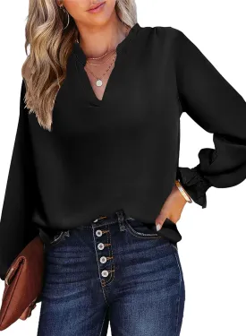HOTOUCH Women Bohemian V Neck Floral Print Smocked Long Sleeve Casual Tops Chiffon Blouses Boho Shirts