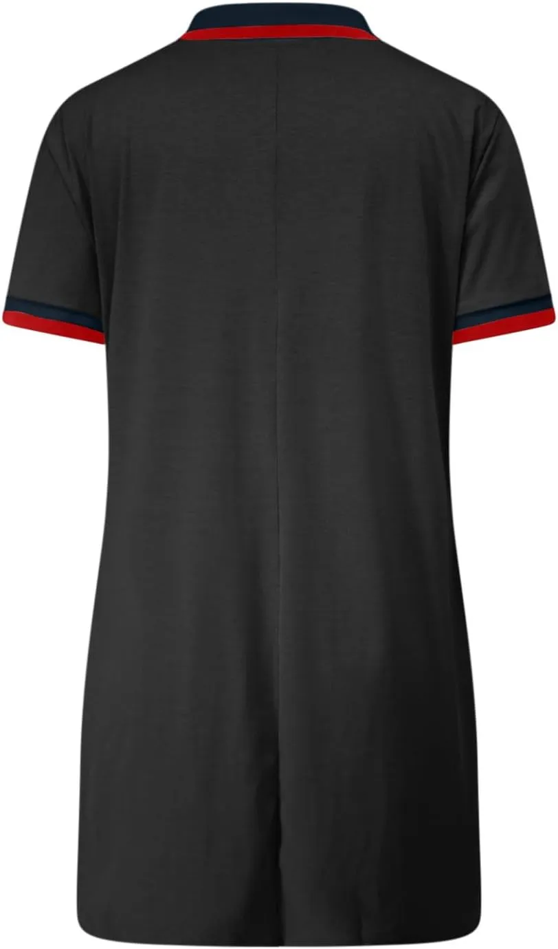 JOAU Women's Polo Dresses Color Block Short Sleeve V Neck 2025 Casual Summer Tennis Golf Mini T-Shirt Dress with Pockets