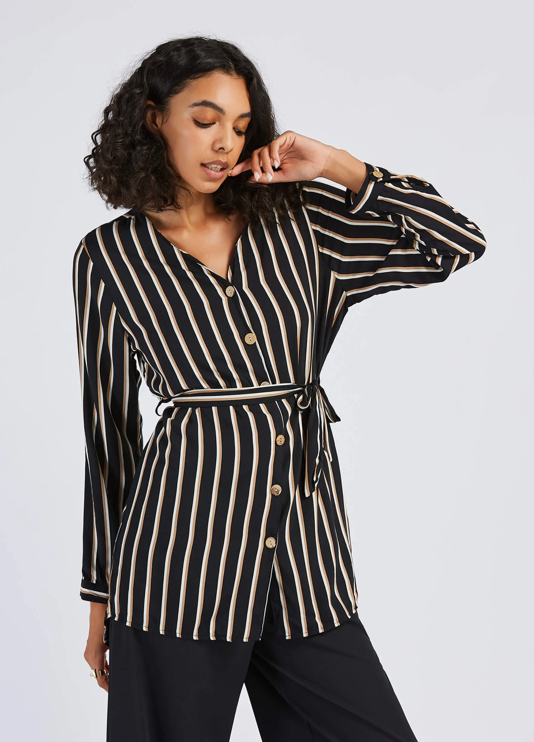 MECALA Women's High Low Hem Button Down Shirt