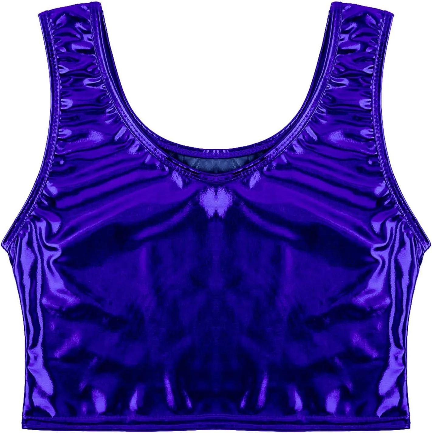 Mens Sexy Muscle Cropped Tank Tops Shiny Metallic Sleeveless Vest Party Clubwear Costume