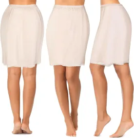 Mepase 3 Pieces Women Half Slip for Under Dresses Lace Skirt Short Trim Nude Black White Cotton Underskirt for Dresses