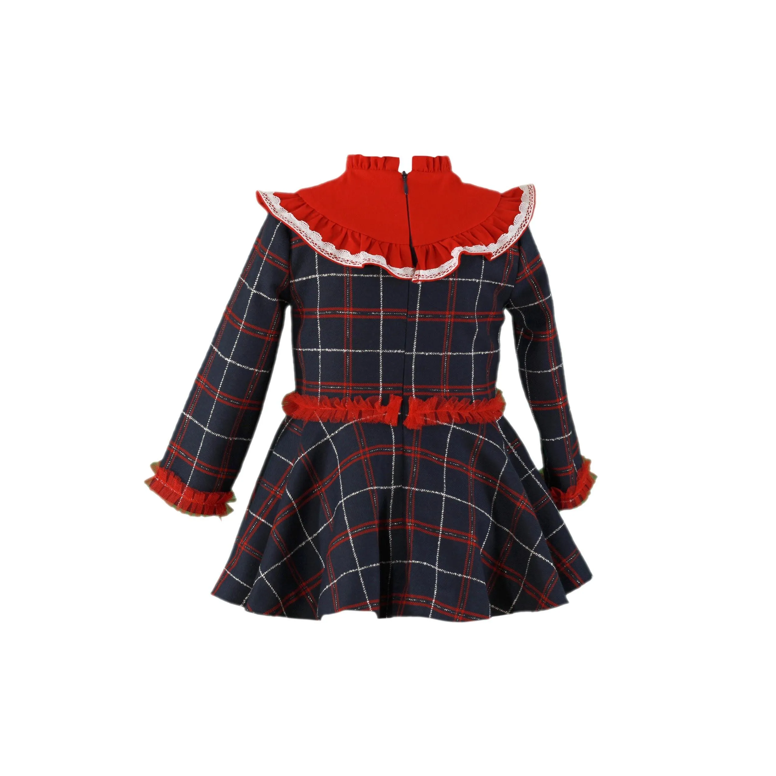 Miranda AW24 - Girls Navy & Red Checked Dress 229V