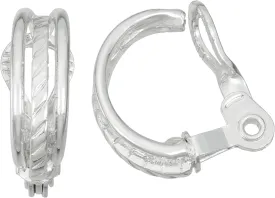 Napier Silver C-hoop clip on earrings featuring EZ Comfort closure and triple row design