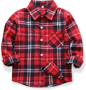 OCHENTA Little Big Boys Girls & Mens Plaid Flannel Shirt Button Down Family Matching Outfits OCHENTA Little Big Boys Girls & Mens Plaid Flannel Shirt Button Down Family Matching Outfits