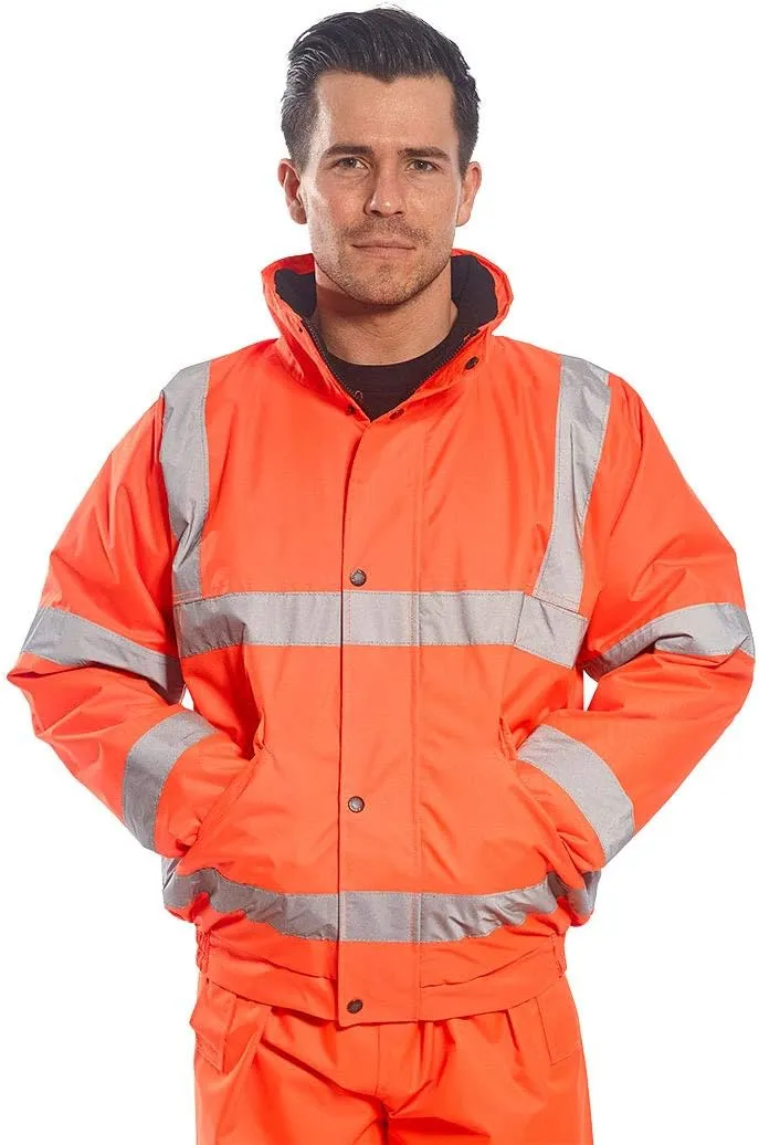 Portwest URT32 Hi-Vis Protective Workwear Bomber Jacket Orange, X-Large