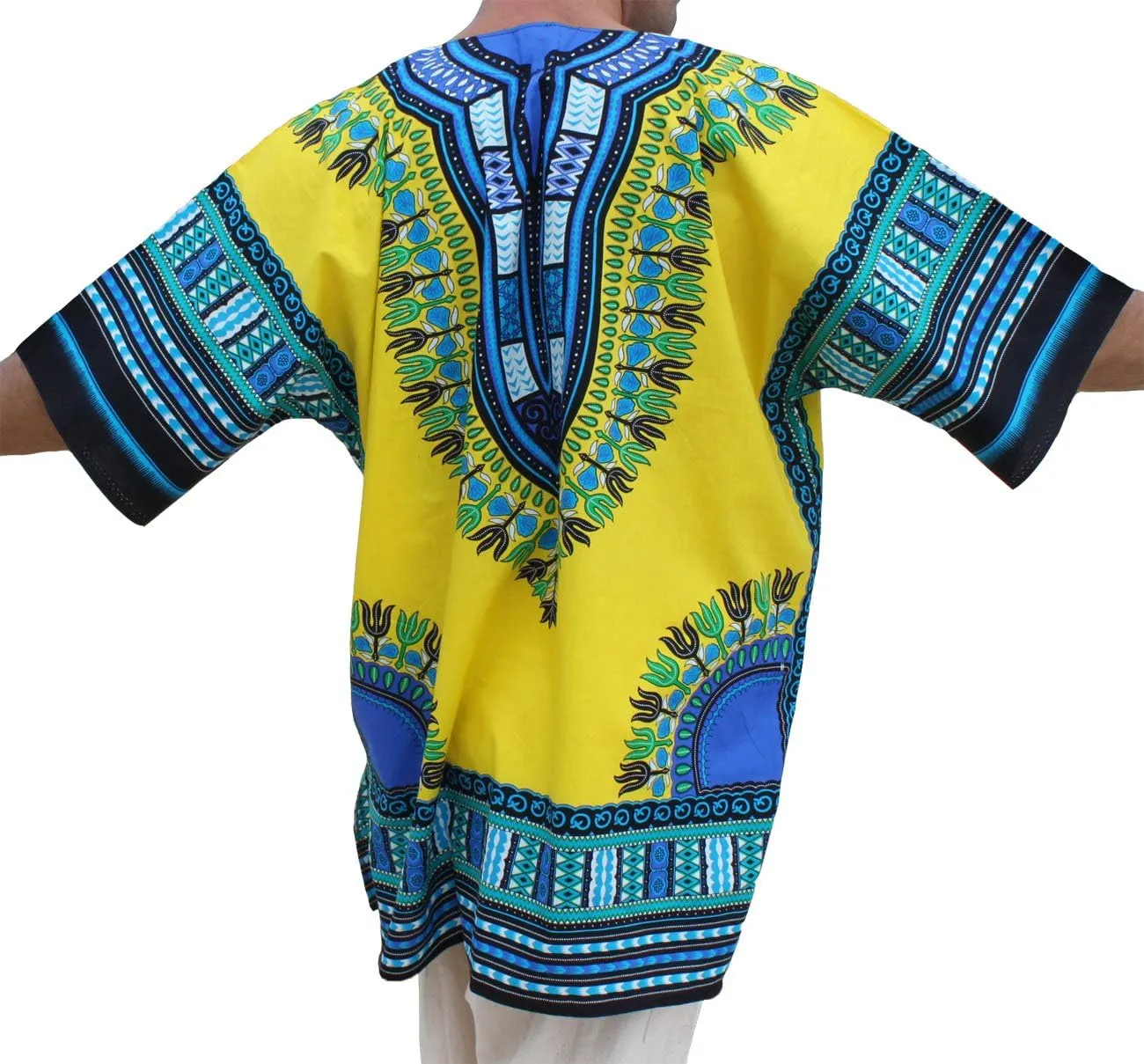 RaanPahMuang Unisex African Bright Dashiki Cotton Shirt Variety Colors
