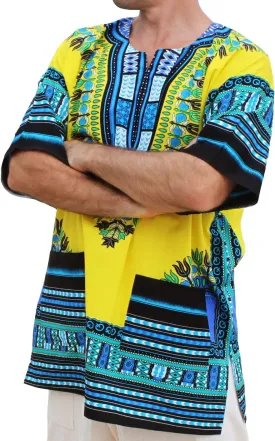 RaanPahMuang Unisex African Bright Dashiki Cotton Shirt Variety Colors