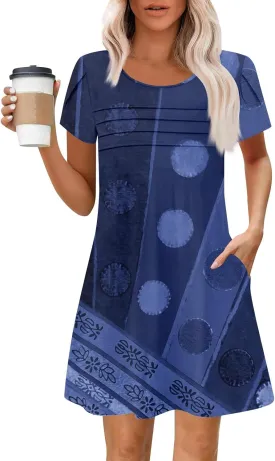 Summer Beach Vacation Clothes Spring Dresses for Women 2025 Short Sleeve Boho Printed Loose T Shirt Dress