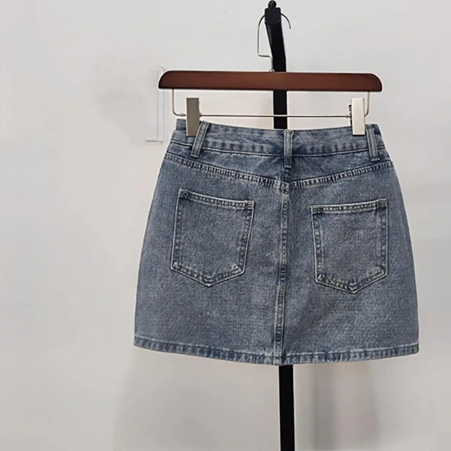 Women Denim Skirt Full Diamond Slim High Waist A-line Wrap Hip Mini Skirts Summer