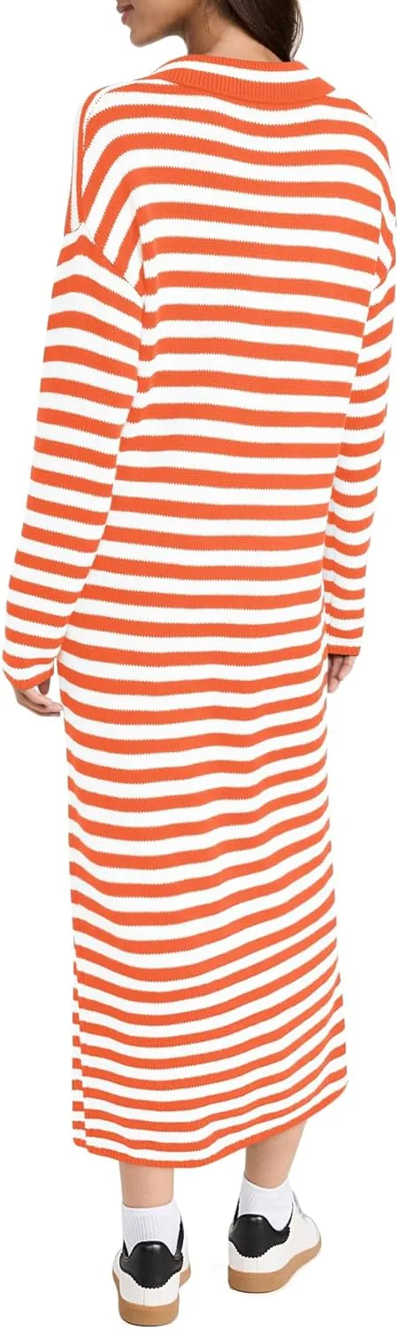 Yousify Sweater Dress for Women Long Sleeve Striped Color Block V Neck Casual Fall Dresses XS-XL