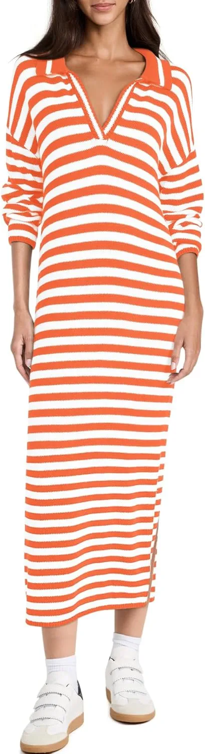 Yousify Sweater Dress for Women Long Sleeve Striped Color Block V Neck Casual Fall Dresses XS-XL